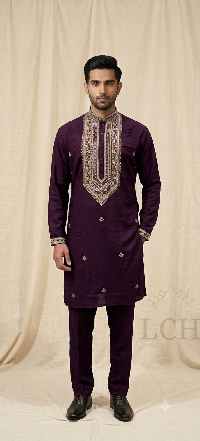 Purple embroidered kurta — from the LCH range