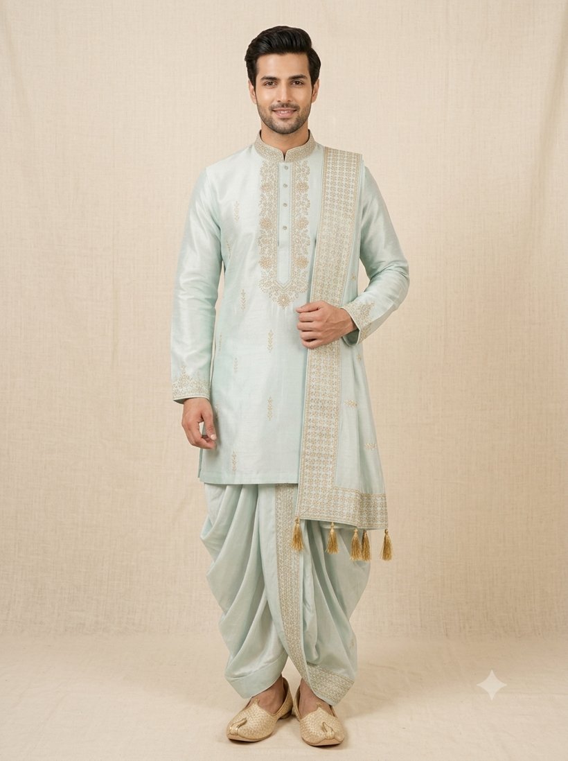 Mint dhoti kurta with dupatta — from the LCH range